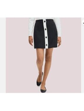 NWOT Kate Spade mainline colorblock mini skirt size 6 black/white buttons A-line